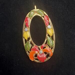 Jose Barrera for Avon Pendant Gold Tone Floral SUmmer Hawaiian Vintage Jewelry